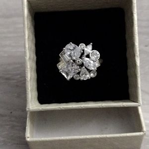 Signed NVC Silver Crystal Cluster Ring